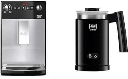 Melitta Automatic Espresso Machine, Purista Model, F230-101, Silver, series 300 & 6758122 Cremio II Milk Frother, Bamboo, 450 W, Black