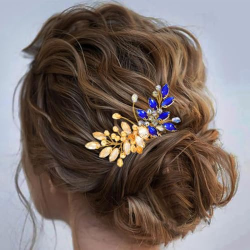 Vakkery Haarkamm für Brautjungfern goldfarben Kristall Kopfschmuck Schmetterling Hochzeit Haarschmuck für Frauen