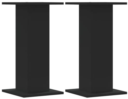 vidaXL Pflanzenständer 2 Stk., Blumenständer Hohle Konstruktion, Dekosäule Podest für Pflanzen Dekoartikel, Blumenhocker Blumensäule, Schwarz Holzwerkstoff