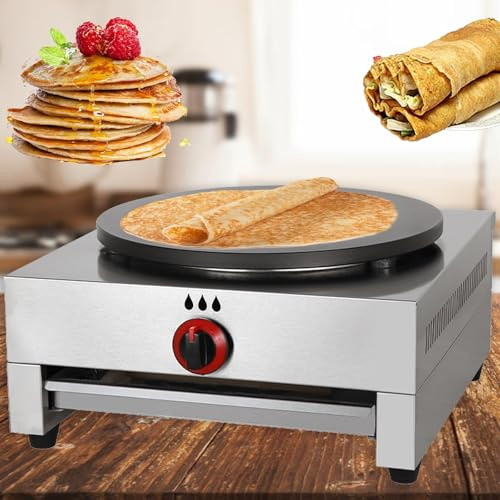 Naturalpowev Crepera Comercial de 16 Pulgadas, sartén Antiadherente con Temperatura Ajustable, Plancha para panqueques de Acero Inoxidable para Brunch, panqueques, Huevos y Tortillas
