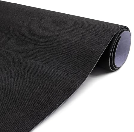 ANRO Bodenmatte selbsthaftend Teppich Läufer Matte Meterware selbsthaftender Bodenbelag rutschfest anpassbar Größe 120x150cm Schwarz
