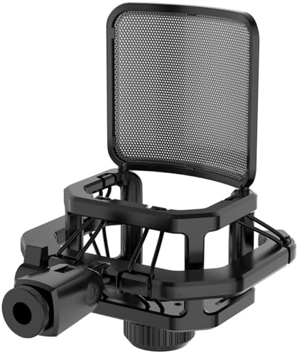 Microphone shock mount with Filter Screen for Lewitt RAY LCT-240 Pro LCT 440 Pure LCT 441 FLEX Compatible with protruding stems (d≤23 mm) like the AKG C series,ect (Black)