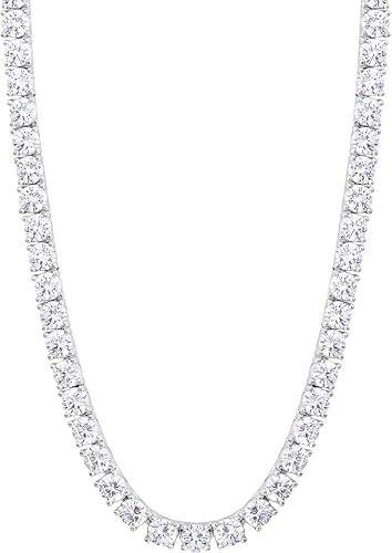 KRKC 14K White Gold Chain Necklace for Men, Flat Diamond-Cut Miami Cuban Link Curb Chain for Men, Hip-Hop Anti-Allergies 2 3 4 5mm 18 20 22 24Inch (3mm-14K Gold, 22in)