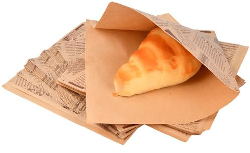 Papier Emballage Alimentaire - 200 Feuilles pour Hamburger, Sandwich et Frites 15x15 cm, Journal Alimentaire en Format B 18x18cm