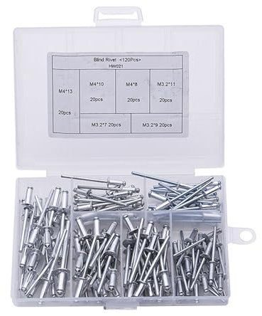 120-teiliges Aluminiumnieten Set Blindnieten Robuste Nieten Kfz Reparaturnieten Für Die Verbindung Und Reparatur Von Blechen