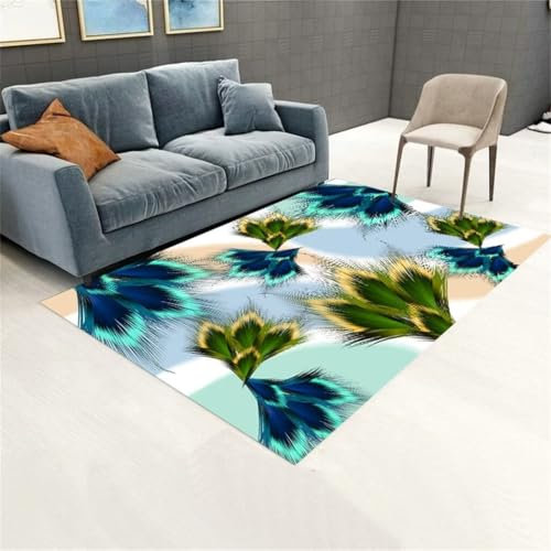RUGMRZ Teppich Für Kinderzimmer Deko Mädchen Blauer Den Innenbereich, Rechteckiger Schlafzimmerteppich, Maschinenwaschbar Anti Rutsch 70X90Cm 2Ft 3.6''X2Ft 11.4''