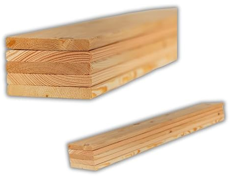 ABAZO - Holzbrett Holzplatte, Holzbretter zum Bauen, Zaunlatten Holz, Glatt Gehobeltes Holz, Terrassendiele, Verschiedene Längen zur Auswahl, 5 Stück Lärchen Bretter, 100cm