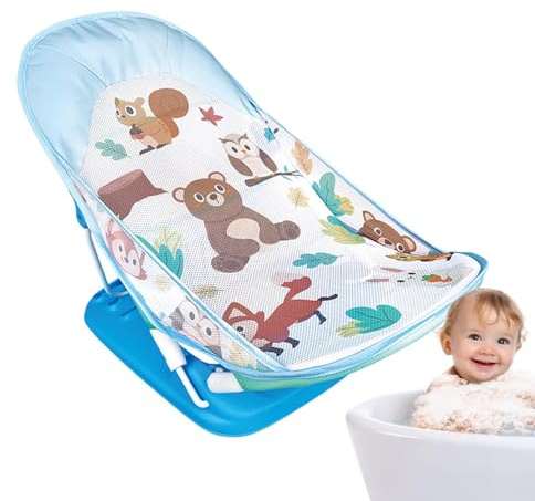 Kustimantu Badewannensitze für Kinder, faltbare Badewanne für Kleinkinder, verstellbare Baby-Badewanne für die Haut, maschinenwaschbar, tragbare Baby-Badewannensitz