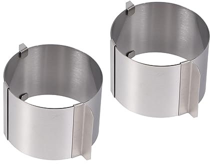 DECHOUS Lot de 2 anneaux à gâteau réglables de 6 à 10 cm en acier inoxydable Anneaux à dessert Petit moule rond Emporte-pièce pour la cuisine, résistant à la chaleur, passe au lave-vaisselle