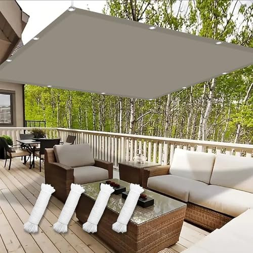 Vela Ombreggiante Impermeabile 4 x 6 m Protezione Raggi UV 98% Tenda Parasole a Vela Protezione con Occhielli con Kit di Fissaggio per Serra Giardino e Balcone, Tortora