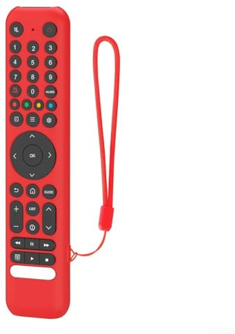 Funda protectora de silicona para mando a distancia TCL RC716/RC833 con diseño antideslizante y cordón (rojo)