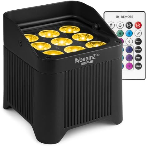 BeamZ Professional BBP48 Uplight LED Par Strahler 9x 12W, IP65 Wasserdicht, Bühnenbeleuchtung, RGBWA-UV LEDs für DJ Pult, Bühnenlicht, DMX-LAN, Partylicht Musikgesteuert, Fernbedienung