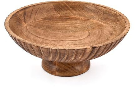 Indus Lifespace Bol à salade en bois de manguier pour la nourriture, servir des salades, des céréales ou du pop-corn - Décoration parfaite pour votre cuisine (30,5 x 30,5 x 12,1 cm)