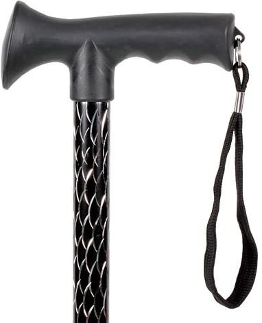 Adjustable Walking Stick Cane with Grip Ergonomic Handle for Men Women (Black Silver)