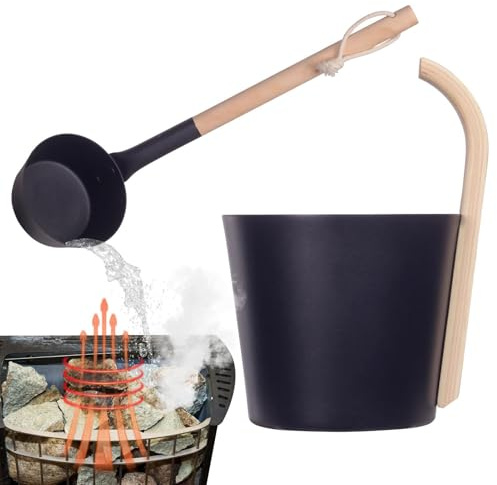 Set di secchio per sauna, contenitore per acqua in alluminio 7L per bagno sauna interna - secchio per sauna secca, sauna imperdibile per centro benessere, vasca da bagno, bagno, hotel