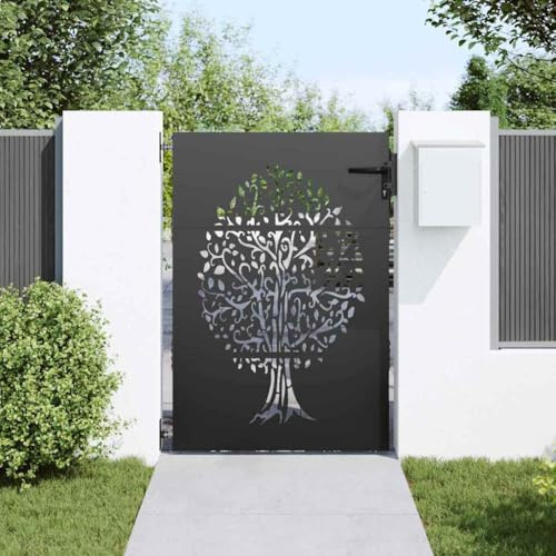 Canditree Black Metal Garden Gate with Lock for Pathway Garden Entrance | 85x125 cm, Powder-coated Steel Lockable Door for Garden Patio