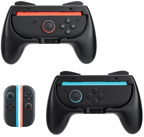 DLseego 2 Pack Hand Gaming Grip Case for Switch 2 JoyCon, Ergonomic Wear-Resistant Controller for Model for Joycon, Grips Game Controller Handle Mobile Joystick Gamepad Case - Black