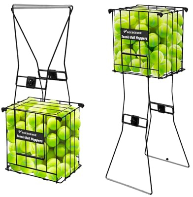 NEESEEYEE Tennis Ball Hopper Collector Tennis Ball Retriever Basket Pick up Hopper Carrier Holder Holds 80 Tennis Balls