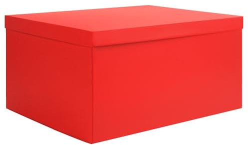 Caja de Almacenamiento, Rojo Cajas Almacenamiento con Tapa 38 x 28 x 19 cm Grande Caja Almacenamiento con Cinta Cajas Almacenamiento Cartón para Hogar Dormitorio Sala de Estar Oficina Escuela