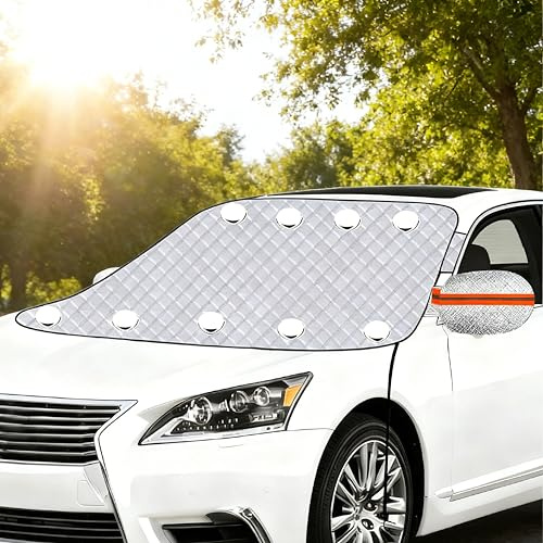 HuaCommerce Housse de Protection Contre la Neige pour Pare-Brise de Voiture avec 9 aimants et 2 Sangles de Serrage, pour Voiture, SUV et camionnette, protège Contre la Neige, la Glace, Le Gel, la