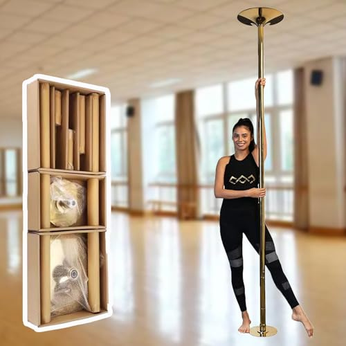 Poledance Stange Indoor Goldene, Drehbare Statische Tanzstange für Yogaräume, Abnehmbare Stripper-Stahlstange, Wohnungsfreundlich, Indoor-Fitness-Tanzstange Ohne Bohren(2.3-2.99 m (7.5-9.8 ft))