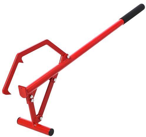 FinerFurnis 51 in Timberjack Log Lifter, Heavy Duty Steel Log Jack Roller Cant Hook with Non-Slip Handle, Wood Lifting Tool for Raising Moving & Cutting, Red