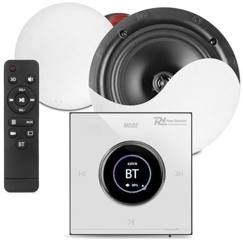 Powerline B50W Bluetooth Ceiling Speaker System – Integrated In-Wall Amp, 2x Slimline 5.25” Ceiling Speakers, Complete Kit with Cable, Wireless Multi-Room Home Audio Solution