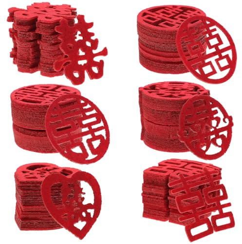 TOYANDONA Confeti para Esparcir en Fiestas de Boda Tradicional, 120 Piezas Mini Doble Carácter Xi de Tela No Tejida (5 Cm), Adorno Chino para Centros de Mesa y Decoración Varios estilos