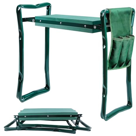 Lucn Klappbarer Gartenkniefilz 2-in-1 mit gepolstertem Sitz und Kniesitz sowie Werkzeugtasche