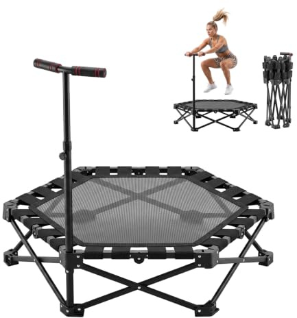 Trampolín para Adultos 106cm – Cama Elástica de Interior Silenciosa, 3 Niveles de Altura, Estable y Resistente 150kg, Sin Ruido Metálico