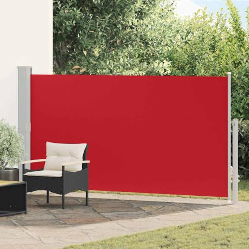 Ordellia Store latéral 160 x 300 cm, rouge, polyester résistant aux UV, cadre en acier, rétractable avec fonction de retour automatique, résistant aux intempéries, brise-vue et protection contre le