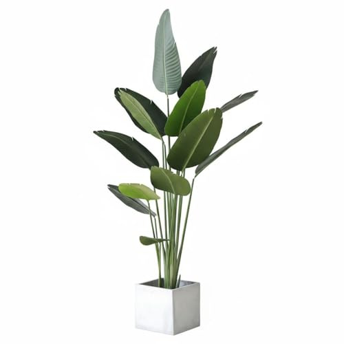 Baoblaze Decorative Greenery Planta Decorativa Palma Viajera Artificial de Interior Maceta Compacta Hojas con Textura Natural sin Riego Ni Adecuada para Salón, 1.8M, Palma+Viajera+Cemento