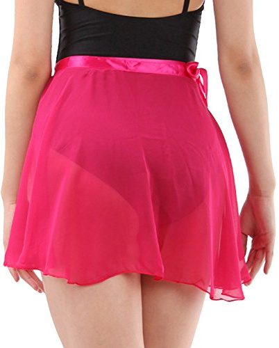 Wuchieal Lady's Sheer Wrap Skirt Ballet Skirt Ballet Dance Dancewear (Dark Pink, One Size)