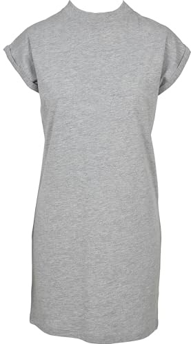 Urban Classics Damen Turtle Extended Shoulder Dress – Baumwoll Kleid mit Stehkragen & überschnittenen Schultern, Regular Fit für Freizeit, Alltag & Streetwear,Grau,5XL