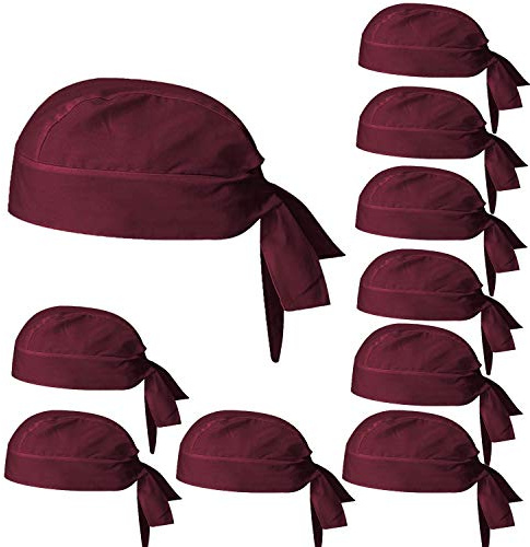 MISEMIYA - Paquetes 10 Unidades - Gorro Bandana Gorro Chef Bandana Gorro Cocinero Gorro Camarero Gorro Carnicero - Ref.926 - Granate, Pack*10