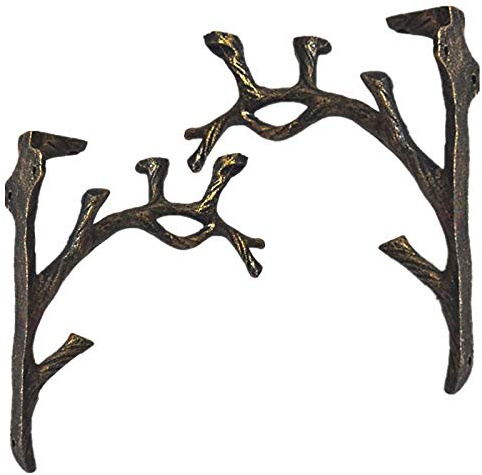 Vintage regalträger Gusseiserne Regalwinkel Für Blumenständer Goldenes Schwarzes Stützregal （2 Stück） Zweigform