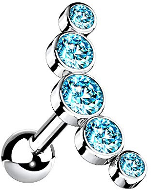 Taffstyle Piercing Stecker Multi Kristall Bogen | für Ohr Tragus Helix Lippe