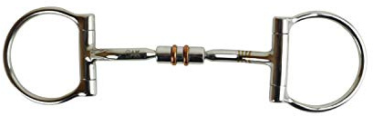 AK D-Ring, gebogenes Mundstück mit Gelenkschaft und doppeltem Cooper Roller AKRS-2623 (14 cm, Silber)