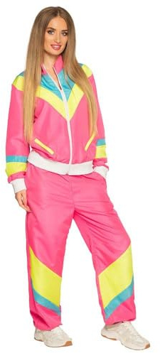 Boland 88531 – Costume survêtement années 80 avec poches, veste et pantalon, combinaison de camping, jogging, enterrement de vie de jeune fille, style rétro, sportif, costume de groupe, fête à thème,