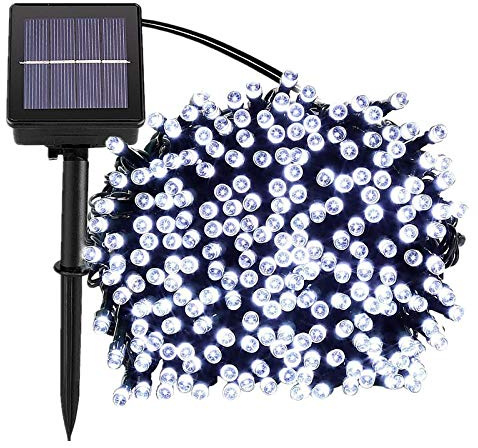 Lamker 30M 300LED Catena Luminosa Solare Bianco Freddo Esterno Impermeabile Lucine 8 Modalità Illuminazione Stringa Luci per Patio Balcone Giardino Albero Matrimonio Natale Ghirlanda Decorative