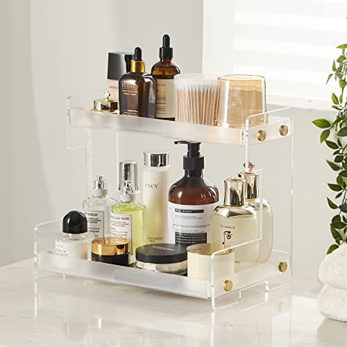 MUYEDRAIN Badezimmer-Organizer, Arbeitsplatte, 2 Etagen, Badezimmer-Theken-Organizer, Küche, Gewürzregal, Kosmetik-Organizer, Aufbewahrungsregal für Badezimmer, Wohnzimmer, Schlafzimmer, Schminktisch