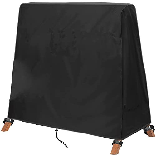 BUJUYUXU Hollywoodschaukel Abdeckung Spitzdach, Plane für Hollywoodschaukel Wasserdicht, UV und wetterbeständig 420D Oxford-Stoff-Schwarz (182cm)