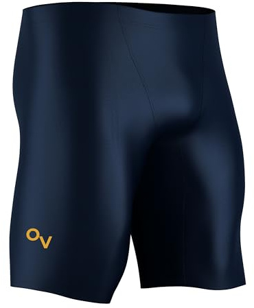 Onvous Badehose für Herren, athletische Bademode, Herren-Badehose zum Schwimmen, Herren-Badehose, Größe 28–38, Marineblau – Gold-Logo, 6