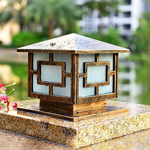 Lámpara de pie impermeable de aluminio y bronce Exterior E27 IP65 Luces de bolardo Pantallas de lámparas exteriores hechas de acrílico Patio de césped al aire libre Lámpara de jardín paisajístico