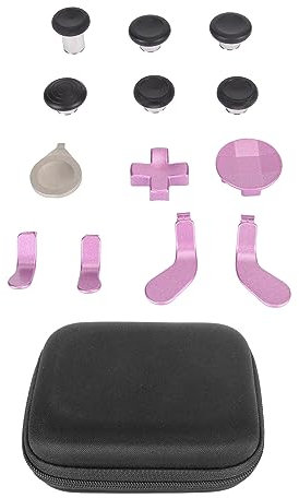 Focket Metal Thumbsticks for Xbox One Elite Series 2 Controller, 13 in 1 Replacement Magnetic Buttons Kit Includes Metal Mod 6 Swap Joystick, 4 Paddles, 2 D-Pads, 1 Adjustment Tool (Purple)