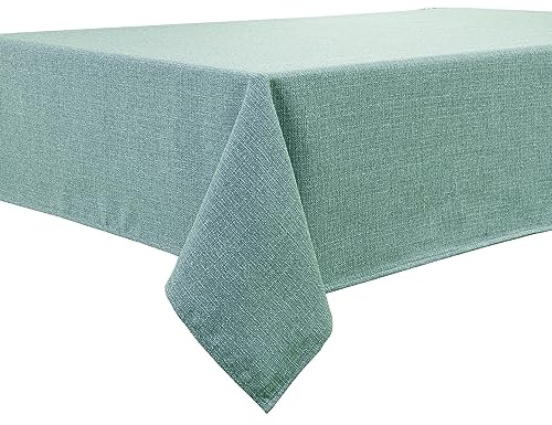 BALCONY & FALCON Eckig Wasserdicht Tischdecke Leinenoptik abwaschbar Tischtuch Leinen Tischläufer Tischwäsche Eckig, 145 × 300 cm, Wassergrün