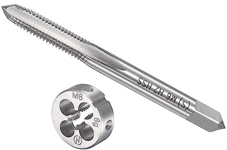 CoCud Gewindeschneiden und Matrize Set M6 x 1 Gewinde Metrische Schnellarbeitsstahl Maschine Schrauben Gewindebohrer und Rundmatrizen Werkzeug - (für Gewindeschneiden Reparieren) 1Set