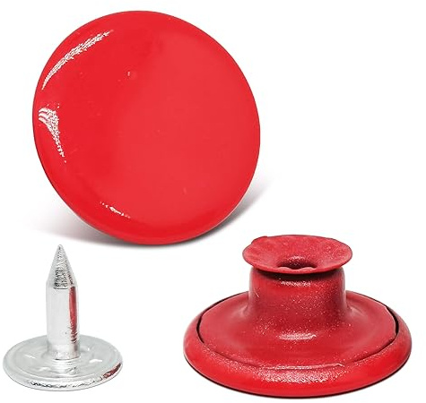 20sets 17mm Color Flat No-Sew Metal Buttons,Red Jean Button Pins,No-Sew Jeans Button Tightener,Reusable & Adjustable