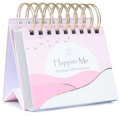 Calendrier d'affirmation quotidienne, cadeau de bureau inspirant non daté pour femme, affirmations rose à rabat de motivation rose et blanc