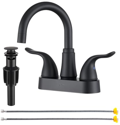 KPW Bathroom Sink Faucet 2 or 3 Hole Matte Black Centerset 4 Inch